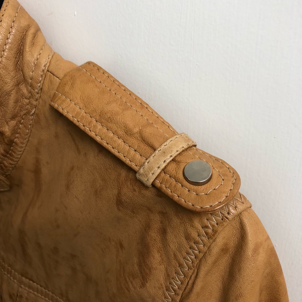 Medium Camel Colored Leather Jacket - image 5